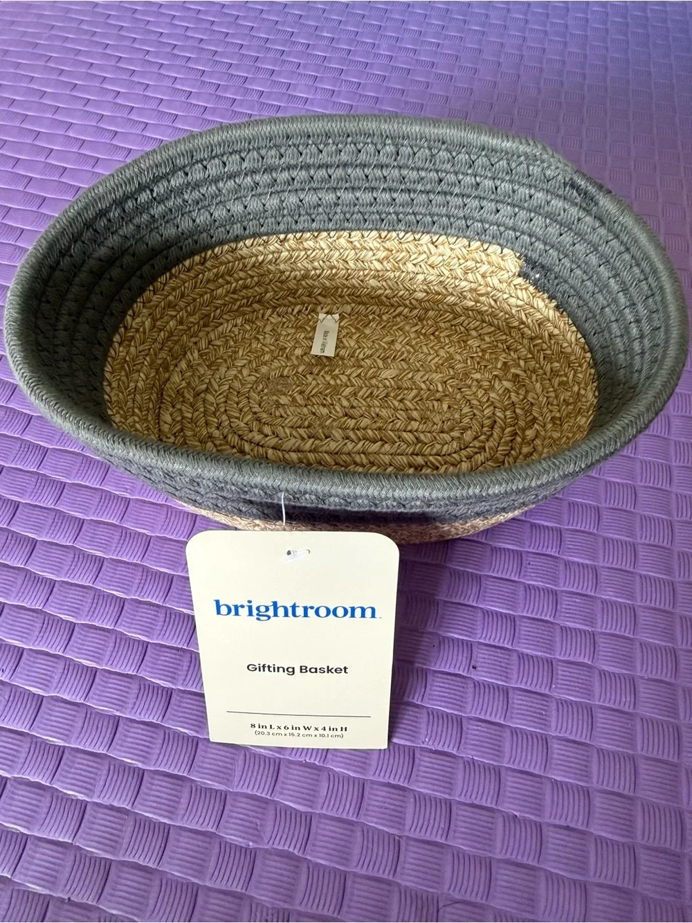 Gray and Natural Woven Gifting Basket